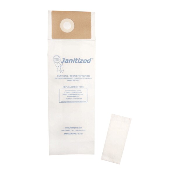 Janitized Filter Bag, Advnc Spctrm 1471058500, PK10, 2-ply, Micro Filter, 10 PK - JAN-ADVSPEC-2(10)