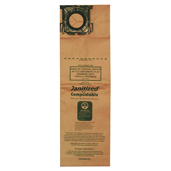 Janitized Compostable Filter Bag, Windsor 5300, PK5, 4-Ply, Vacuum Filter, 5 PK - COM-WISEN-4(5)