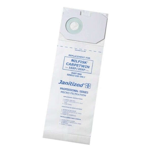 Janitized Filter Bag, Fits Carpetwin 16/20XP, PK10, 2-ply, Micro Filter, 10 PK - JAN-NFCPTW16-2(10)