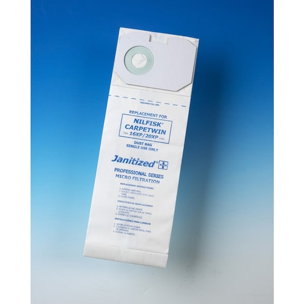 Janitized Filter Bag, Fits Carpetwin 16/20XP, PK10, 2-ply, Micro Filter, 10 PK - JAN-NFCPTW16-2(10)
