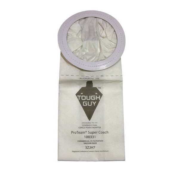 Tough Guy Vacuum Bag, 2-ply, Paper Bag, 10 PK - 3ZJH7