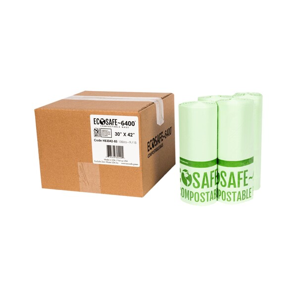 Ecosafe 30X42 in. Compostable Bin Liner, 0.85 Mil, 135Pk - HB3042-85