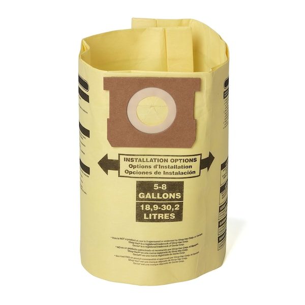 Craftsman Fine Dust Wet/Dry Vac Dust Bags for 5-8 Gal. Shop Vac Branded Vacuums, 2PK - CMXZVBE38775