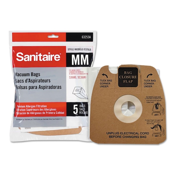 Sanitaire Stylemm Dust Bags, Allergen Filter, PK5, Standard, 5 PK - 63253A-10