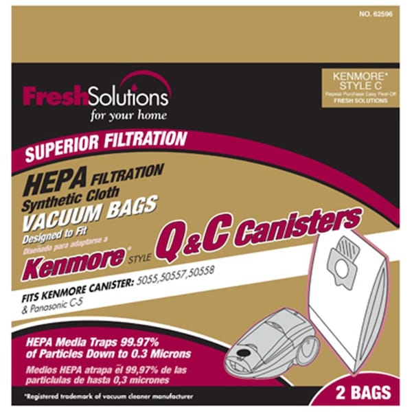 Elco Laboratories 70408 Kenmore Q & C Synthetic Canister Vacuum Bag, 2PK - EL573010