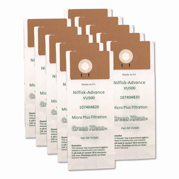 Green Klean Replacement Vacuum Bags, Fits Advance VU500, 10PK - GK-VU500-P