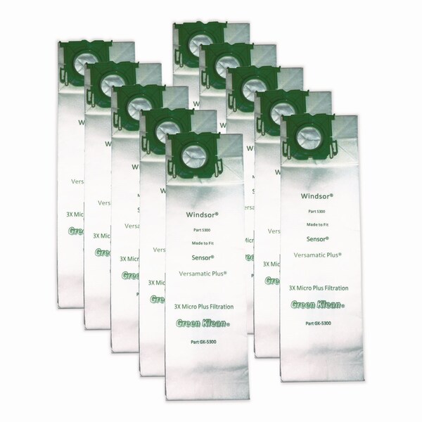 Green Klean Replacement Vacuum Bags, Fits AllStar/Century/Karcher/ProChem/Sebo/Versamatic Plus/Windsor, 10PK - GK-5300-P