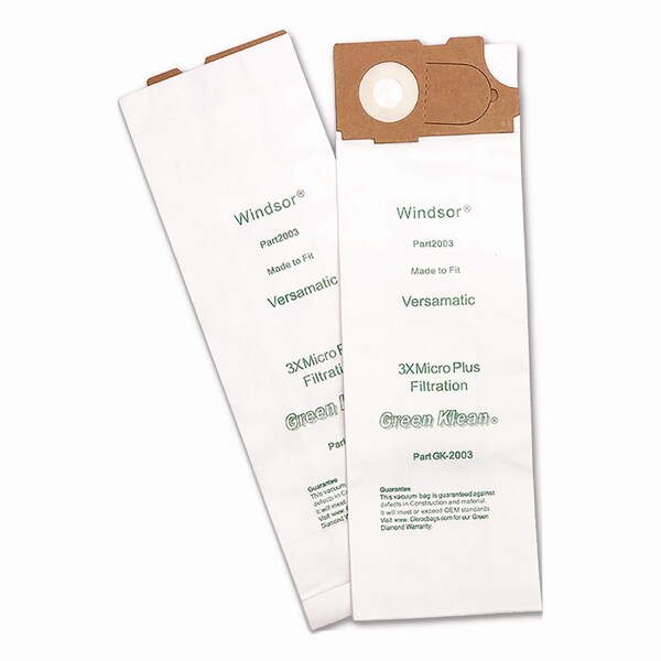 Green Klean Replacement Vacuum Bags, Fits AllStar Javelin/Triple S Prosense II/Windsor Versamatic, 10PK - GK-2003-P