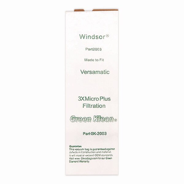 Green Klean Replacement Vacuum Bags, Fits AllStar Javelin/Triple S Prosense II/Windsor Versamatic, 10PK - GK-2003-P