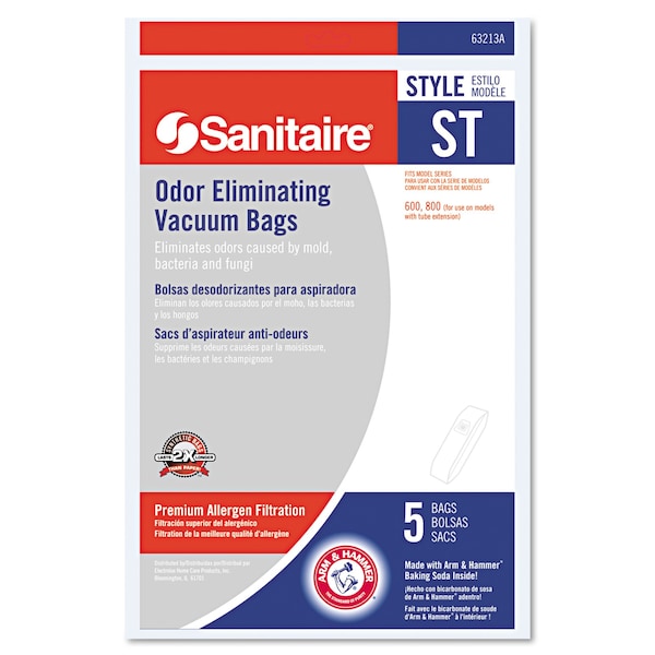 Sanitaire Style ST Disposable Vacuum Bags for SC600 & SC800 Series, PK5 - 63213A-10