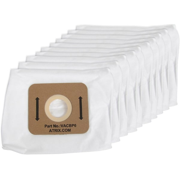 Atrix Vacuum Bag, HEPA, 8 qt., 10 PK - VACBP6-10P