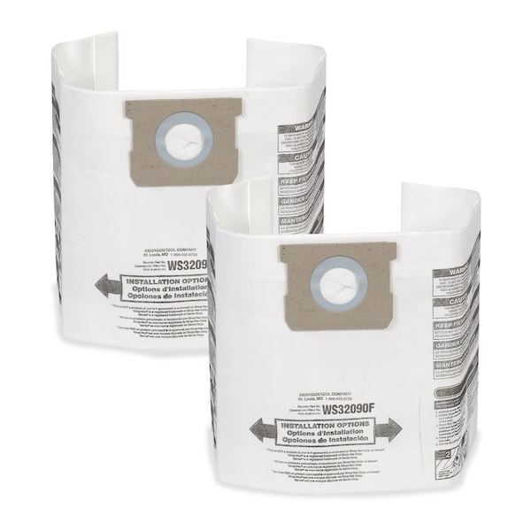 Workshop Wet/Dry Vacs 2pk Fine Dust Vac Collection Bags for 5-9 Gal. Wet/Dry Shop Vacuums, 2PK - WS32090F