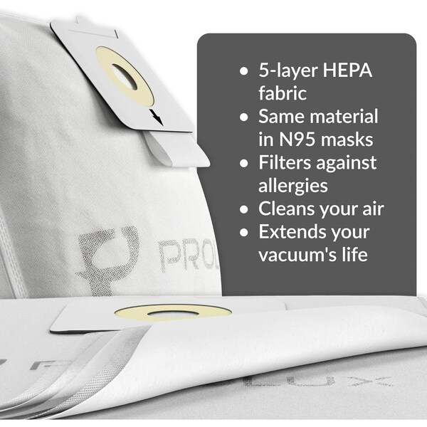 Prolux 10 pack of HEPA bags for the  6000 / 7000 / 8000 / 9000 Series Upright Vacuum Cleaners - PL67-1