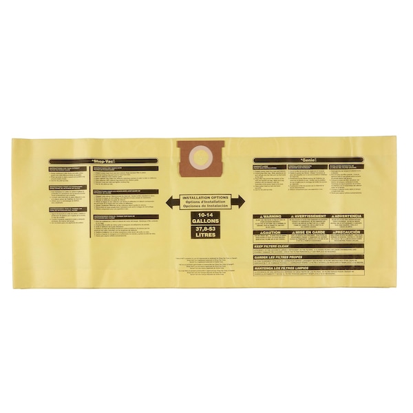 Craftsman Fine Dust Wet/Dry Vac Dust Bags for 10 to 14 Gallon Shop Vacuums, 2PK - CMXZVBE3877
