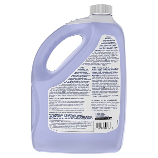 Sc Johnson Professional Windex Glass Cleaner, 128 oz, Bottle, Blue, Pleasant, Liquid-RTU - 697262