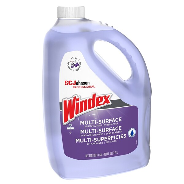 Sc Johnson Professional Windex Glass Cleaner, 128 oz, Bottle, Blue, Pleasant, Liquid-RTU - 697262