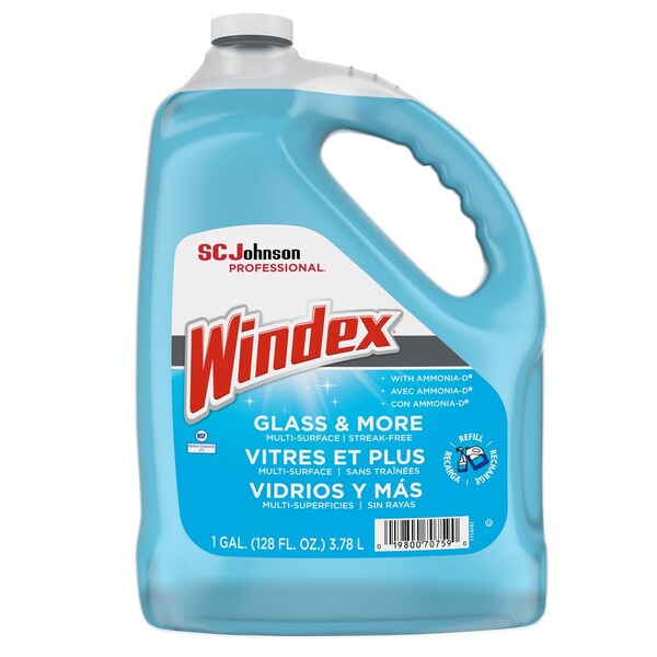 Sc Johnson Professional Windex Glass Cleaner, 1 gal, Bottle, Blue, Floral, Liquid-RTU - 696503