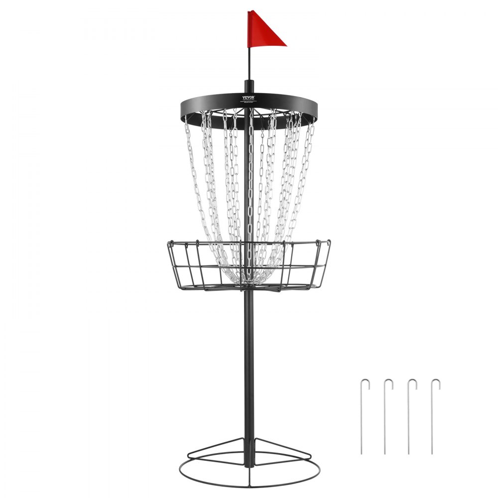 VEVOR Disc Golf Basket, 24-Chains Portable Disc Golf Target Hole, Heavy Duty Steel Practice Disc Golf Target, Indoor & Outdoor Disc Golf Course Basket, Disc Golf Basket Stand Equipment, Black - YDLSYPGEFQLY0I0N7V0