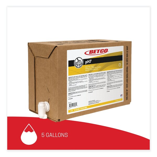 Betco pH7 Floor Cleaner, Lemon Scent, 5 gal Bag-in-Box - 138B500