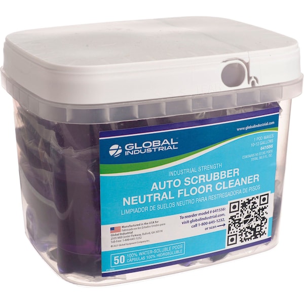 Global Industrial Auto-Scrubber Neutral Floor Cleaner, 50 Pods/Tub, 4PK - 641556