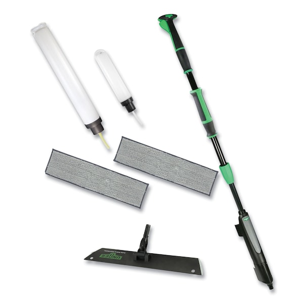 Unger Excella Floor Cleaning Kit, 20 in. Gray Microfiber Head, 48 in. to 65 in. Black/Green Handle - UNGEFKT8