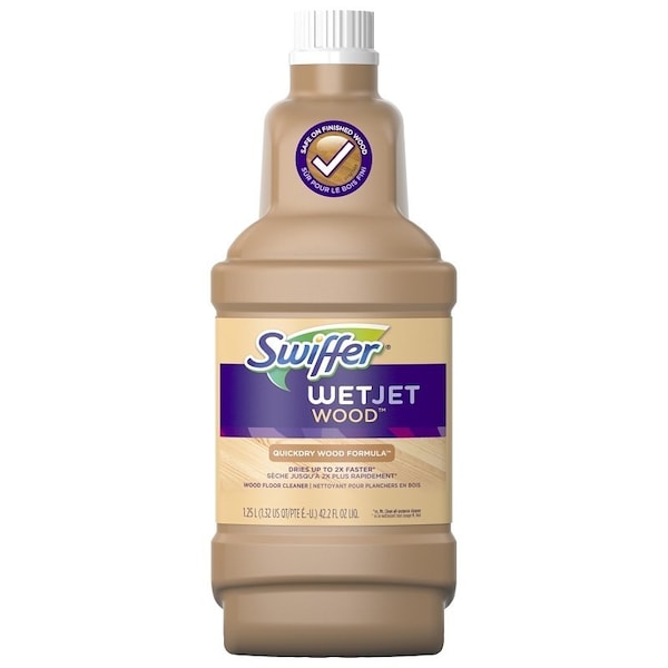 Swiffer WetJet Wood Floor Cleaner Solution Refill, 1.25 L Bottle, Liquid, Fresh, Clear - 77133