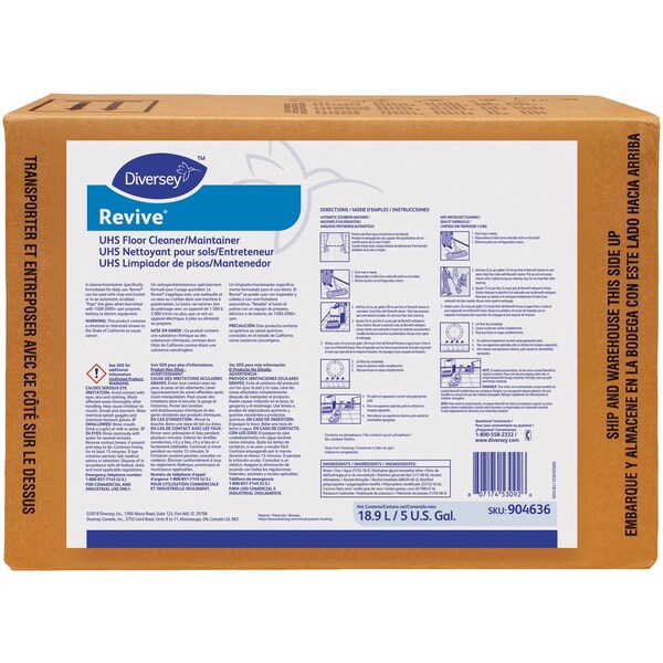 Diversey Floor Cleaner, Revive, 5 Gallon, Pink - DVO904636