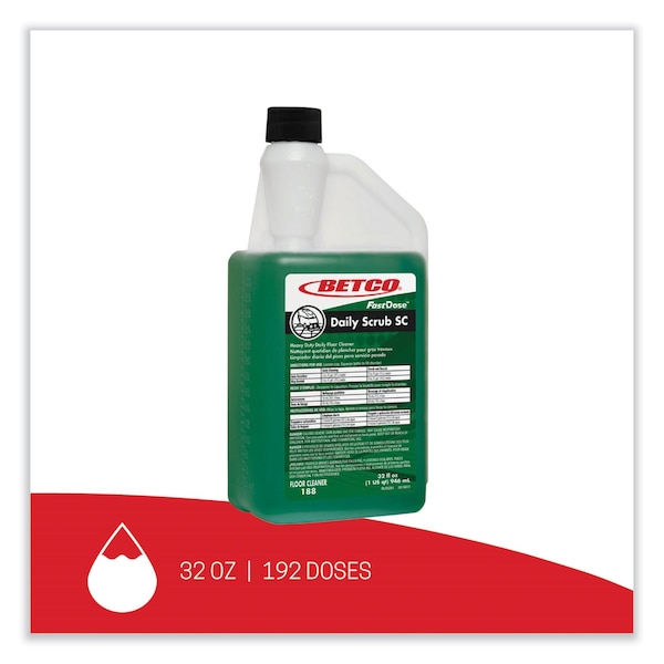 Betco Daily Scrub SC Floor Cleaner, Characteristic Scent, 32 oz Bottle, 6PK - 1884800