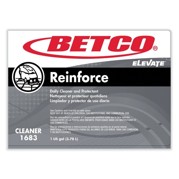 Betco Reinforce Floor Cleaner and Protectant, Lemon Scent, 1 gal Bottle, 4PK - 16830400