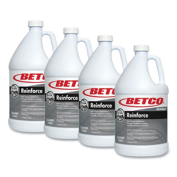 Betco Reinforce Floor Cleaner and Protectant, Lemon Scent, 1 gal Bottle, 4PK - 16830400
