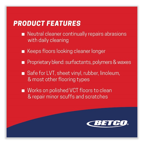 Betco Reinforce Floor Cleaner and Protectant, Lemon Scent, 1 gal Bottle, 4PK - 16830400