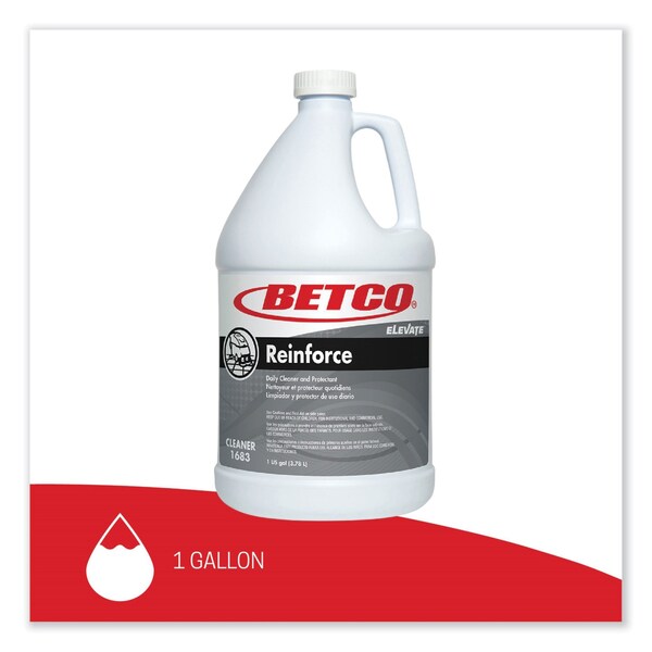 Betco Reinforce Floor Cleaner and Protectant, Lemon Scent, 1 gal Bottle, 4PK - 16830400