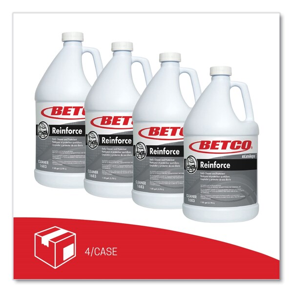 Betco Reinforce Floor Cleaner and Protectant, Lemon Scent, 1 gal Bottle, 4PK - 16830400