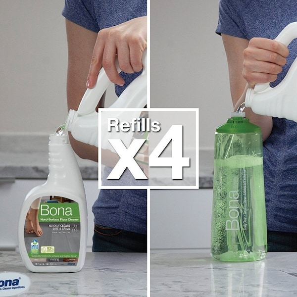 Bona Hard-Surface Floor Cleaner Refill, 128 oz Bottle, Liquid, Mild, Green - WM700018172