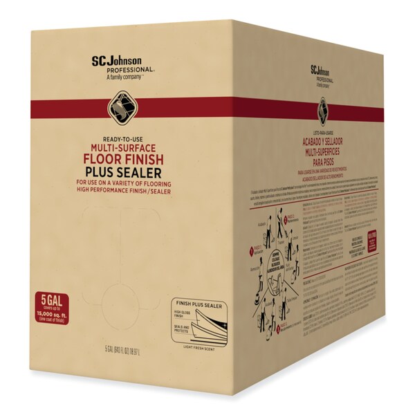 Sc Johnson Professional Ready-To-Use Multi-Surface Floor Finish Plus Sealer, Light Fresh Scent, 5 gal Bag-in-Box - 680074