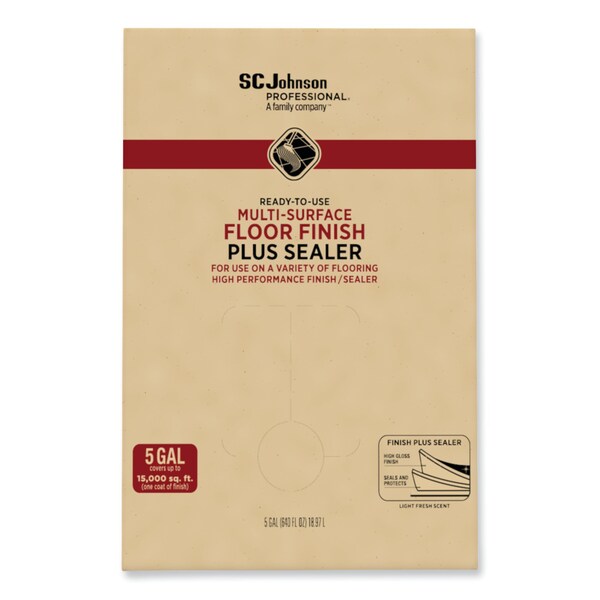 Sc Johnson Professional Ready-To-Use Multi-Surface Floor Finish Plus Sealer, Light Fresh Scent, 5 gal Bag-in-Box - 680074