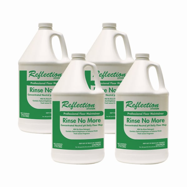Theochem Laboratories Rinse-No-More Floor Cleaner, Lemon Scent, 1 gal, Bottle, PK4 - 500257