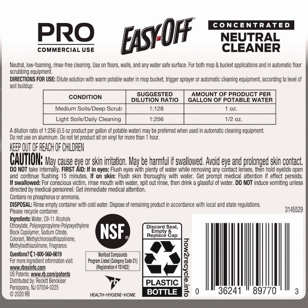 Professional Easy-Off® Concentrated Neutral Cleaner, 1 gal bottle, PK2 - 36241-89770
