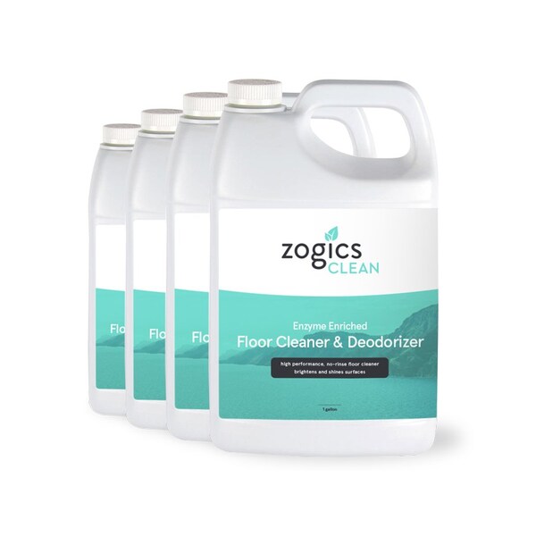 Zogics Enzyme Enriched Floor Cleaner and Deodorizer, 1 Gallon, 4PK - CLNEZB128CN-4