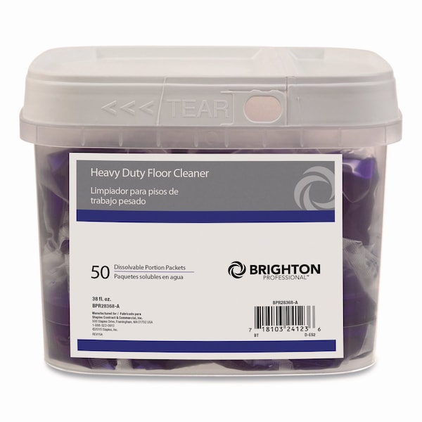 Brighton Professional Dissolvable Floor Cleaner Packets, Heavy Duty, Fresh Citrus Scent, 38 oz, 50PK - BPR28368-B