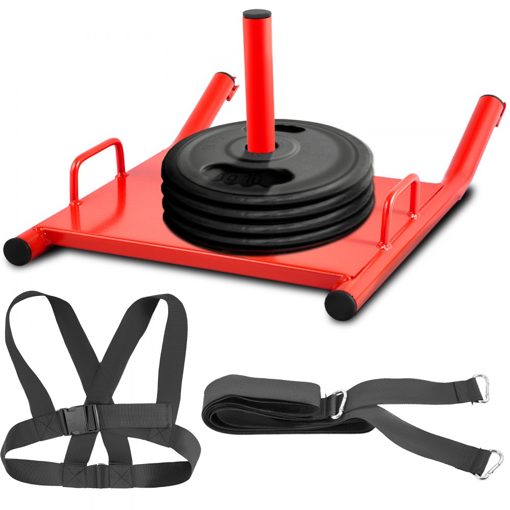 VEVOR Weight Sled Push Pull Heavy High Training Sled Drag Fitness HD Power Speed Training Sled for Athletic Exercise and Fitness Strength Training ( Red ) - JSXQDBS0000000001V0