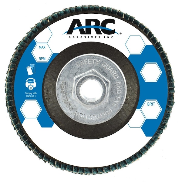 Arc Abrasives 7" x 5/8"-11 T29 - Disco de láminas de fibra de vidrio con cara angular SZA, grano 80 - 10856AF