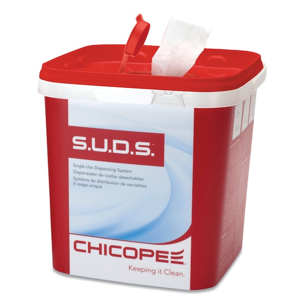 Chicopee S.U.D.S Bucket with Lid, 7.5 x 7.5 x 8, Red/White, PK6 - 0727