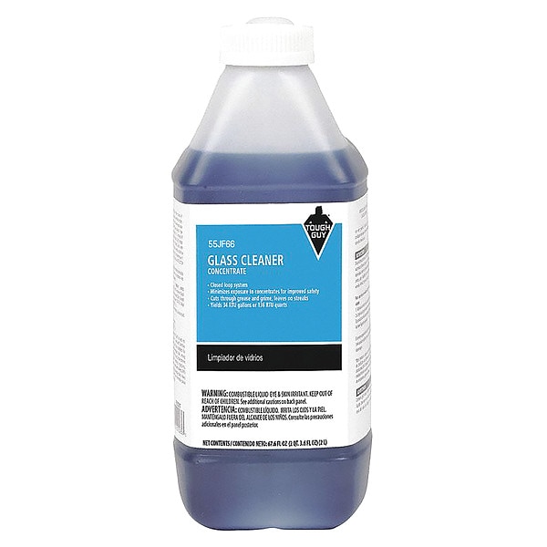 Tough Guy Liquid Glass Cleaner, 1.9L, Clear, Unscented, Bottle - 55JF66