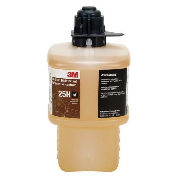 3M HB Quat Disinfecting Cleaner, 2L Bottle, Fragrance Free, Amber - 25H