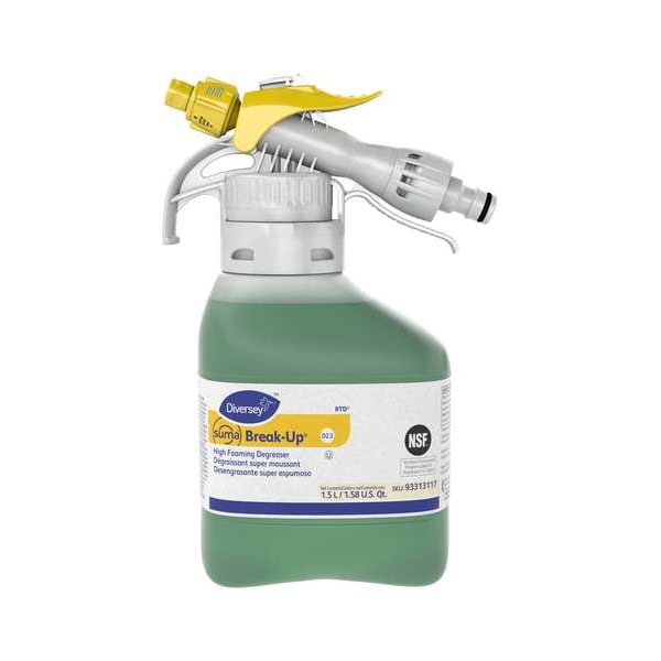 Diversey Degreaser, 1.5L Hose End Connection Bottle, Liquid, Dark Green, 2 PK - 93313117