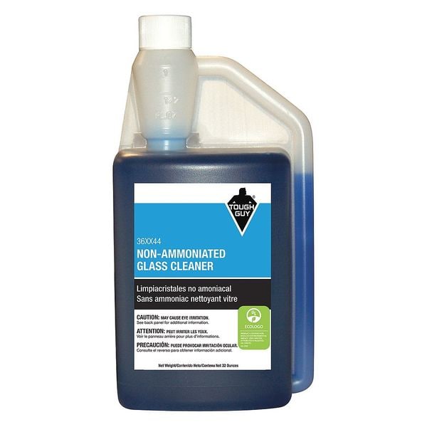 Tough Guy Liquid Glass Cleaner, 1 qt., Blue, Unscented, Bottle - 36XX44