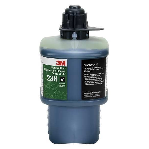 3M Neutral Quat Disinfecting Cleaner, 2L Bottle, Lemon, Blue - 23H