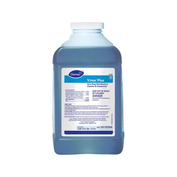 Diversey Quat Cleaner and Disinfectant Concentrate, 2.5L Bottle, 2 PK - 101102926