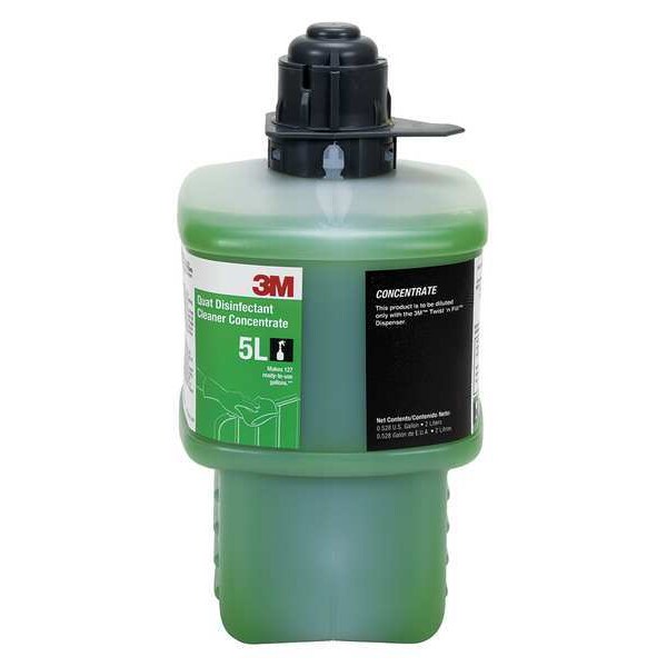 3M Quat Disinfecting Cleaner, 2L Bottle, Pleasant, Green - 5L